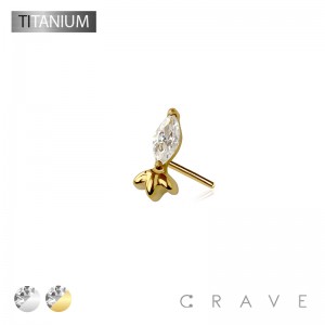 IMPLANT GRADE TITANIUM MARQUISE MERMAID SHAPE THREADLESS (PUSH IN) TOP PART ONLY